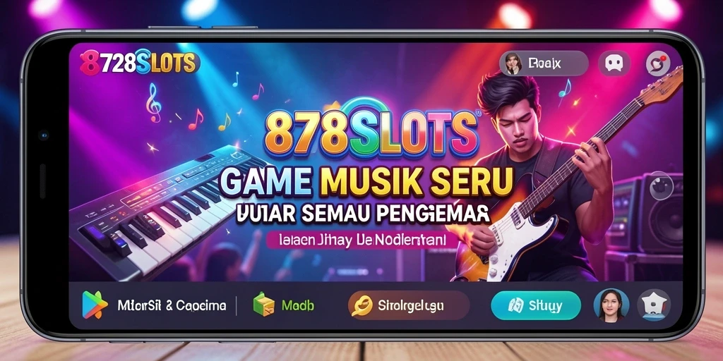 Tampilan gameplay menarik dari 8728SLOTS yang menggabungkan slot dan musik.
