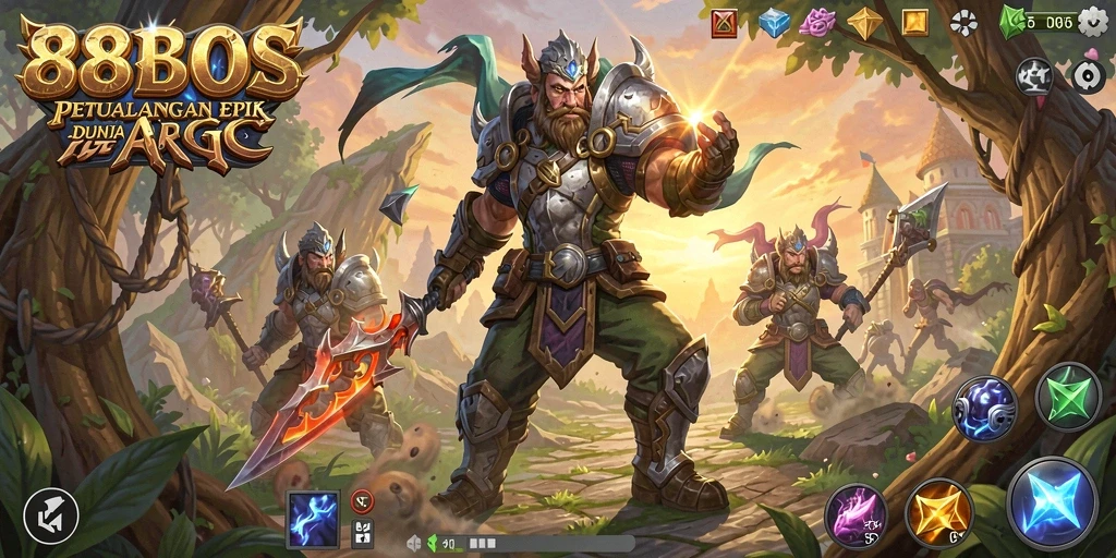 Tampilan gameplay menegangkan dalam dunia petualangan ARPG 88BOS.