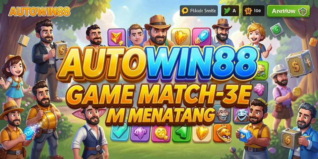 Screenshot gameplay AUTOWIN88 yang menampilkan tantangan Match-3 yang menarik.