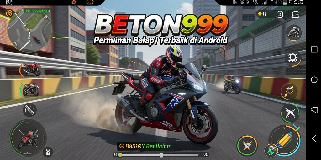 Tampilan gameplay yang seru dalam balapan motor.