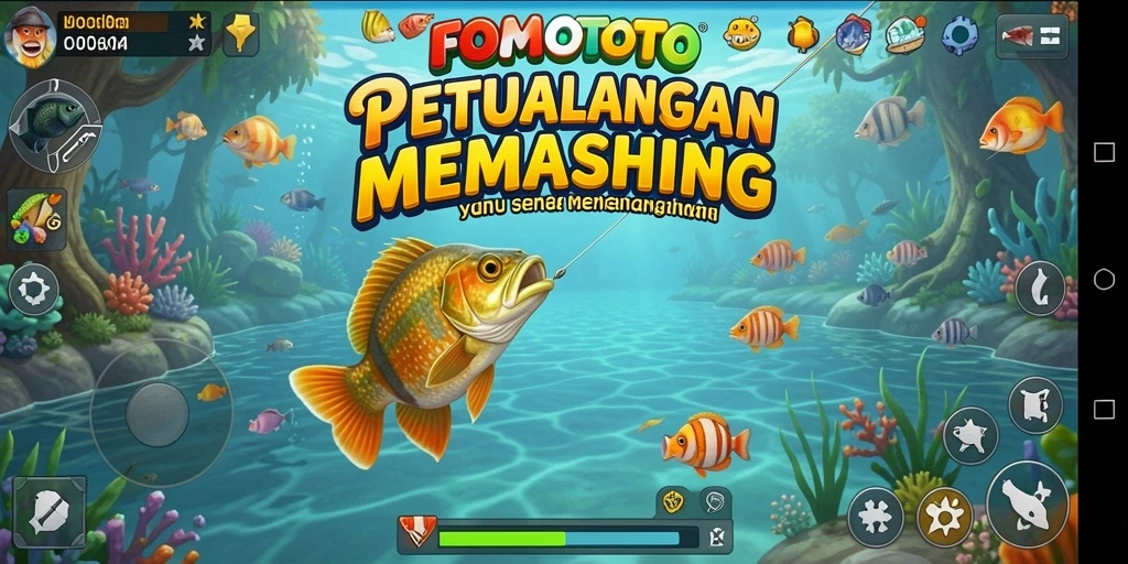 Screenshot gameplay <strong>FOMOTOTO</strong> saat menangkap ikan besar di laut.