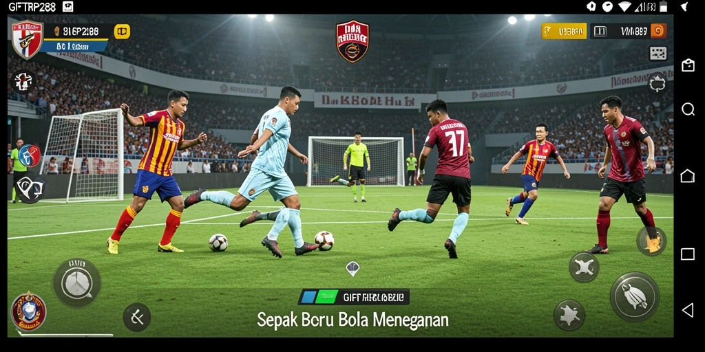 Screenshot permainan GIFTRP288 menampilkan aksi seru di lapangan sepak bola.