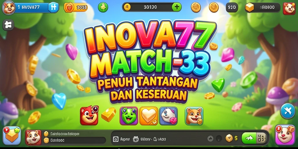 Screenshot INOVA77 menampilkan gameplay Match-3 yang seru.