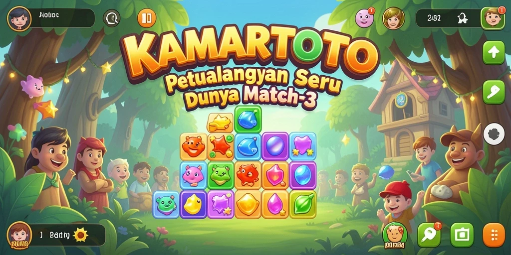 Tampilan gameplay KAMARTOTO dengan level Match-3 yang menantang.