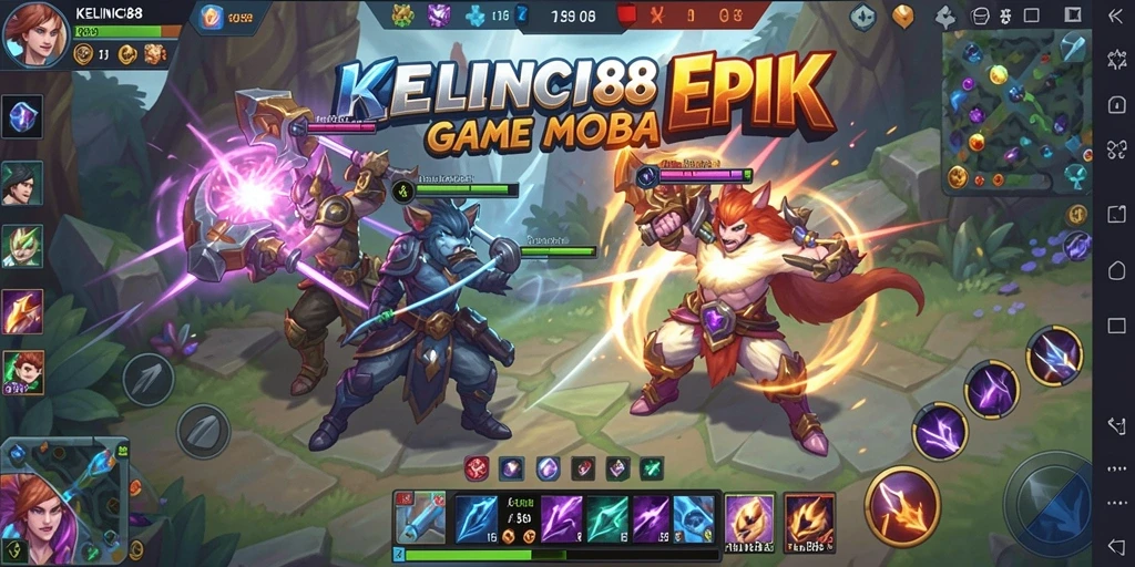 Screenshot KELINCI88 memperlihatkan aksi seru dalam pertempuran MOBA.