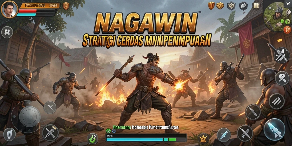 Screenshot gameplay NAGAWIN yang menunjukkan pertempuran strategis.