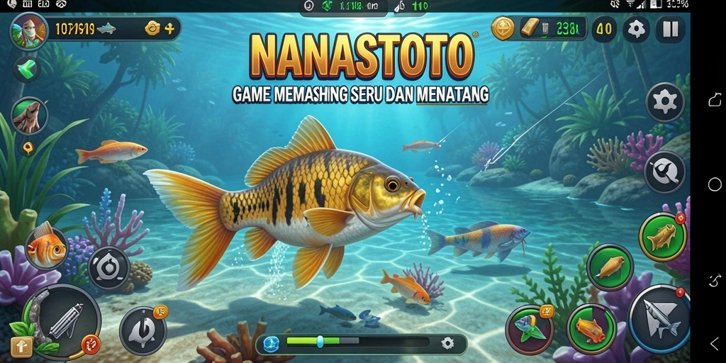 Screenshot gameplay NANASTOTO menampilkan aksi memancing yang seru dan menantang.