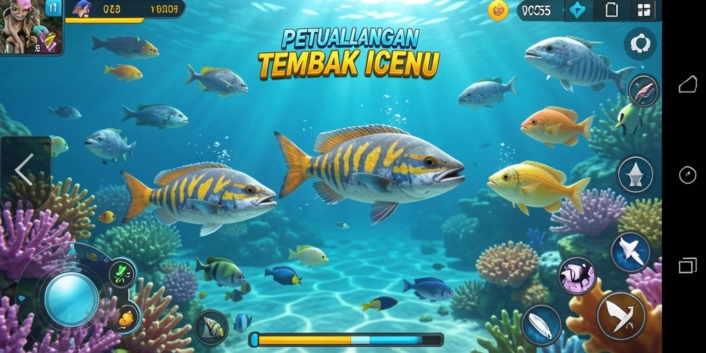 Tampilan gameplay seru dalam permainan Tembak Ikan VC55.