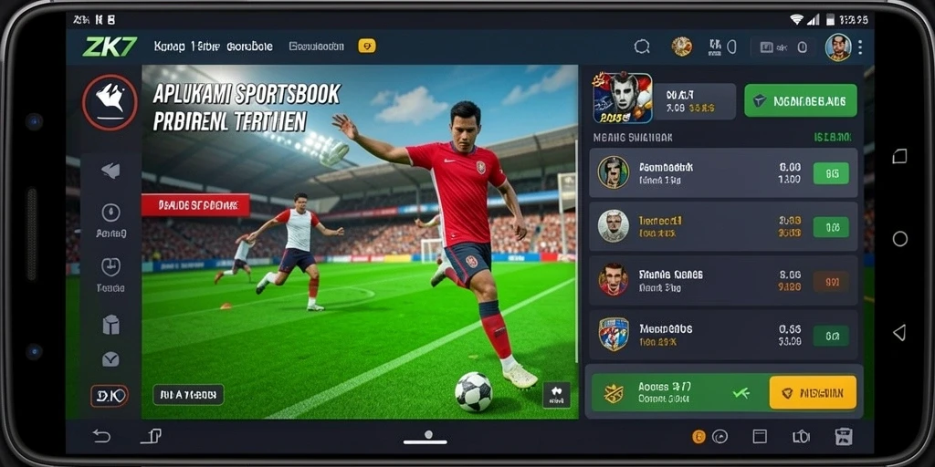 Tampilan gameplay ZK7 dengan berbagai pilihan taruhan olahraga.
